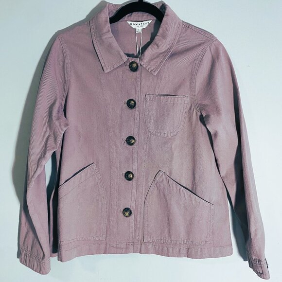 DownEast 100% Cotton Mauve Jacket Front Pockets Button down | Sz Smalll Women's‎ - Picture 3 of 12